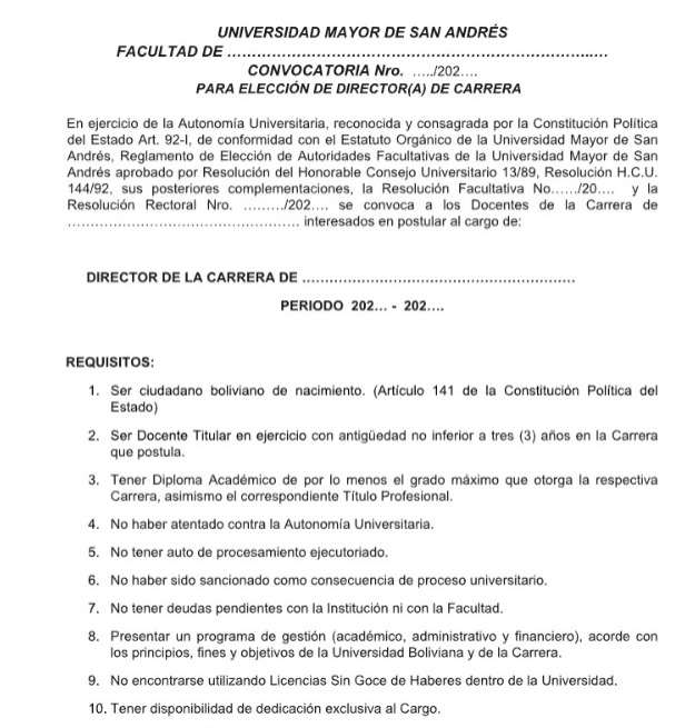 ELECCIÓN DE DIRECTOR(A) DE CARRERA